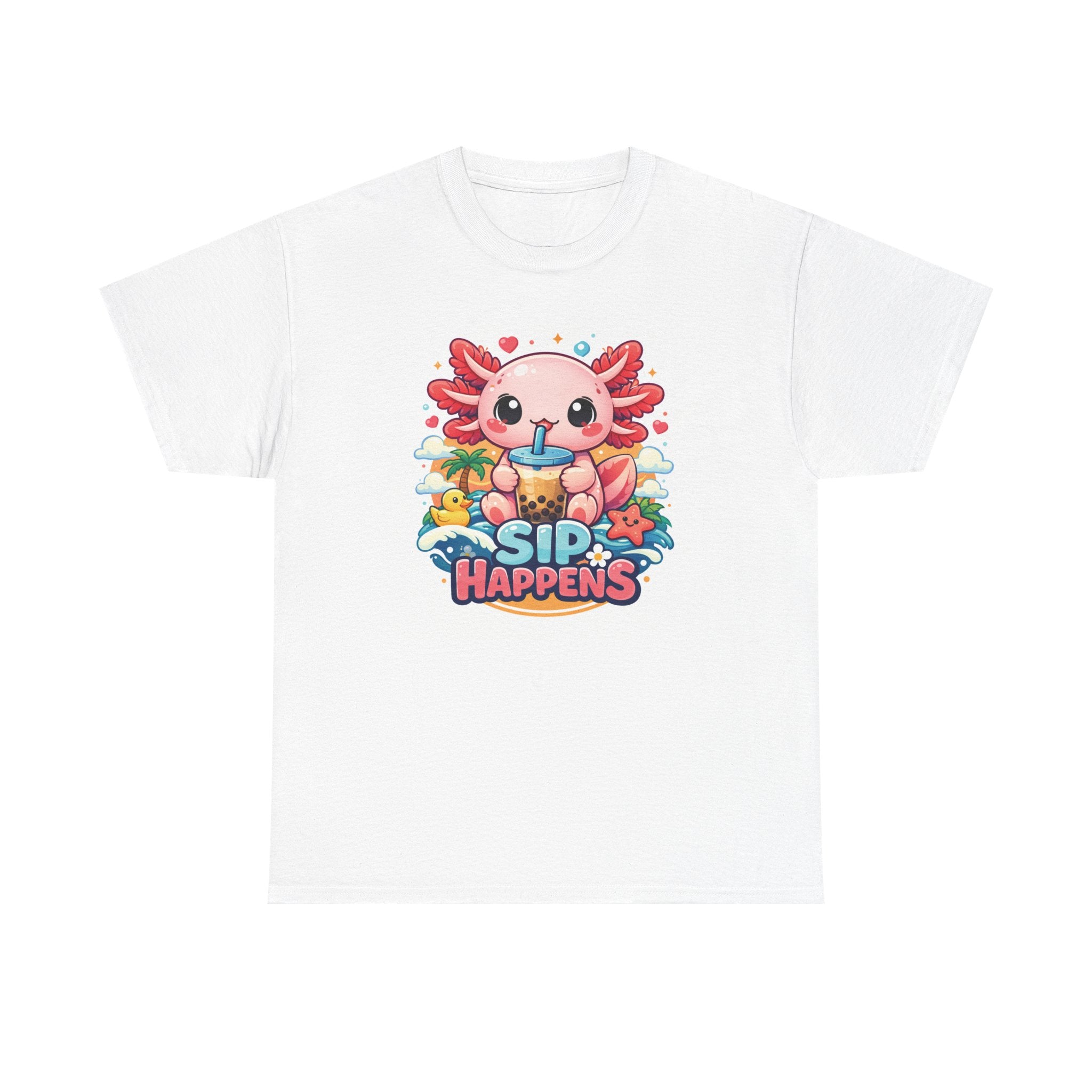 Axolotl "Sip Happens" T-Shirt — Cute Boba drink