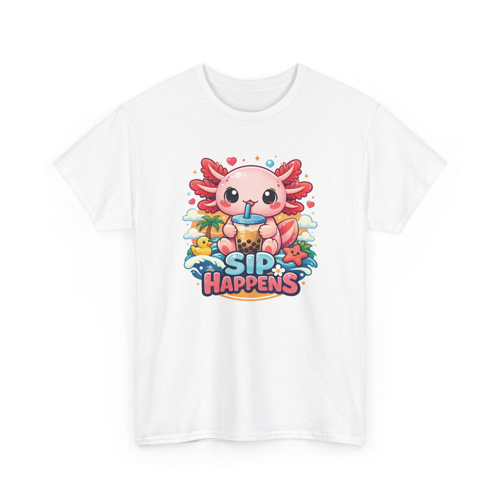 Axolotl "Sip Happens" T-Shirt — Cute Boba drink