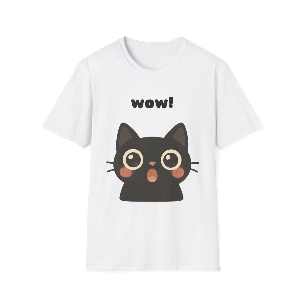 Cute Black Cat "wow!" T-Shirt — Kawaii Cat Graphic Tee