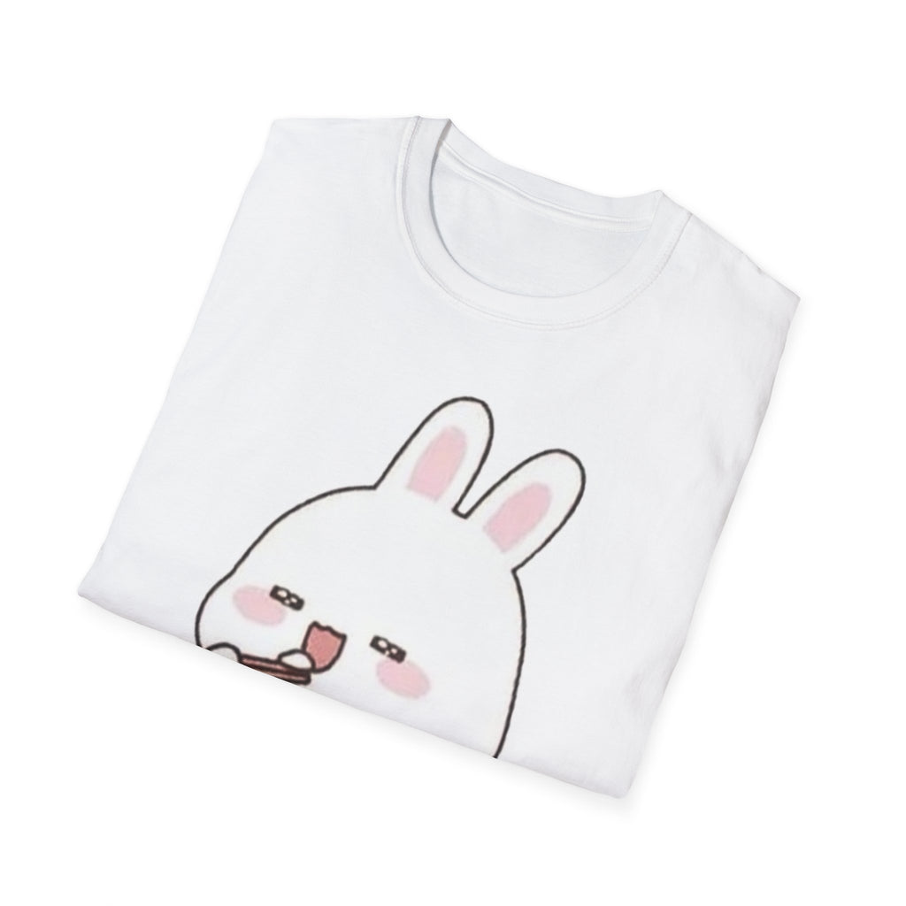 Cute Bunny Eating Cake T-Shirt — Kawaii Dessert Rabbit Tee